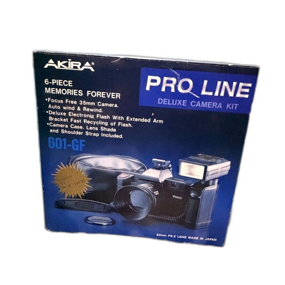 Vintage Akira 601-GF Pro Line 35mm Film Camera Deluxe 6-Piece Kit Open Box